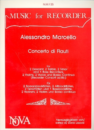 Concerto di flauti for 7 flutes (SSAATTB) and bc score and parts
