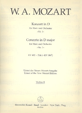 Konzert D-Dur KV412 fr Horn und Orchester Violine 2