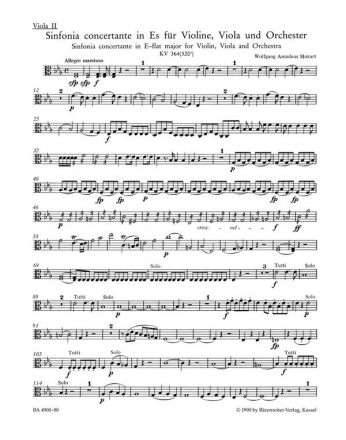 Sinfonia concertante Es-Dur KV364 fr Violine, Viola und Orchester Viola 2