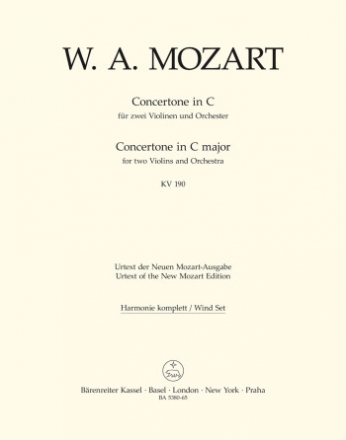 Concertone in C-Dur KV190 fr 2 Violinen und Orchester Harmoniestimmen