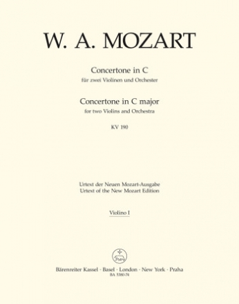 Concertone C-Dur KV190 fr 2 Violinen und Orchester Violine 1
