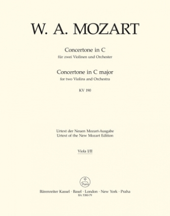 Concertone C-Dur KV190 fr 2 Violinen und Orchester Viola 1/2