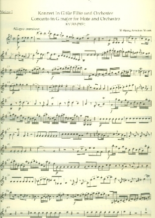 Konzert G-Dur KV313 fr Flte und Orchester Violine 1