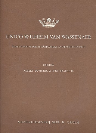 3 Sonatas for alto recorder and bc (wlth facsimile)