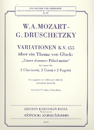 Variationen KV455 ber ein Thema von Gluck fr 2 Klarinetten, 2 Hrner und 2 Fagotte