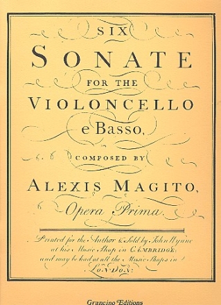 6 Sonatas vol.2 (nos.4-6) for violoncello and bc