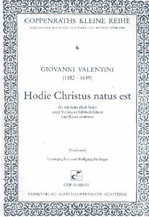 Hodie Christus natus est für Alt (Baß), 2 Violinen und Bc Partitur