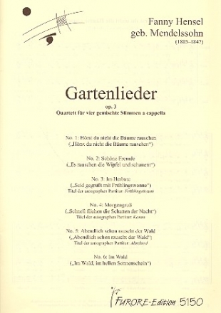 Gartenlieder op.3 fr gem Chor a cappella Singpartitur