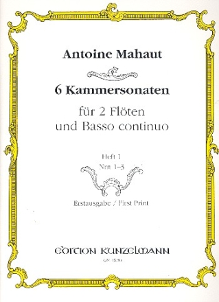 6 Kammersonaten Band 1 (Nr.1-3) fr 2 Flten und Bc Partitur und Stimmen