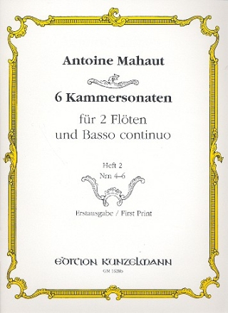 6 Kammersonaten Band 2 (Nr.4-6) fr 2 Flten und Bc Partitur und Stimmen