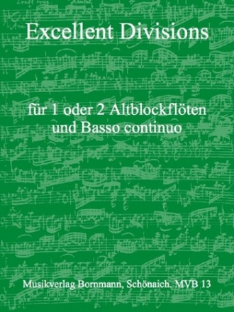 Excellent Divisions fr 1-2 Altflten und Bc Partitur und Stimmen