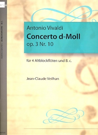 Concerto d-Moll op.3,10 fr 4 Altblockflten und Bc