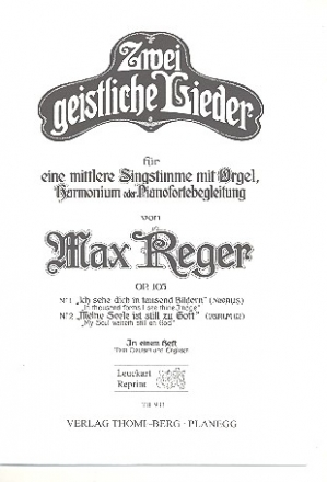 2 geistliche Lieder op.105 fr Gesang (mittel) und Orgel (Klavier) Partitur (dt/en)