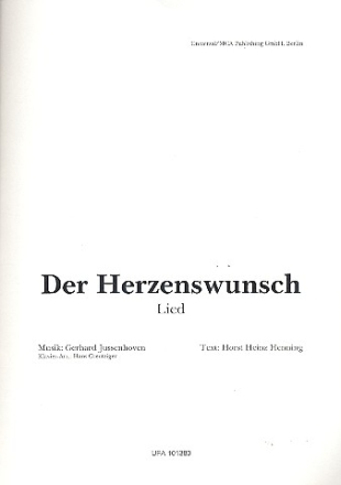 Der Herzenswunsch: Einzelausgabe fr Gesang und Klavier Verlagskopie