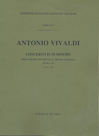 Konzert h-Moll fr 4 Violinen, Violoncello, Streicher und Bc,   Partitur