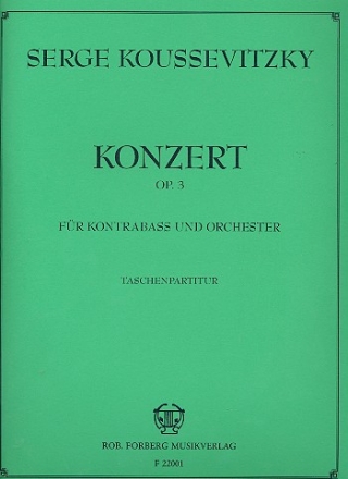 Konzert fis-Moll op.3 fr Kontrabass und Orchester (ohne Harfe, mit Pauke und Trompete) Studienpartitur Din A4
