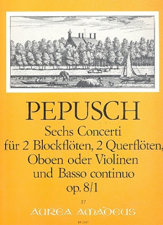 Concerti op.8,1 für 2 Blockflöten, (Flöten, Oboen, Violinen), 2 Oboen (Flöte, Violine) und Bc,   Partitur und Stimmen
