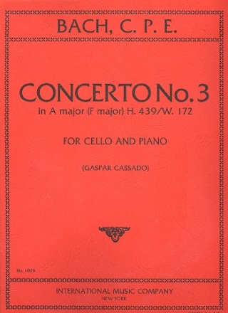 Concerto A major no.3 for cello, strings and bc for cello and piano