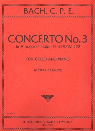 Concerto A major no.3 for cello, strings and bc for cello and piano