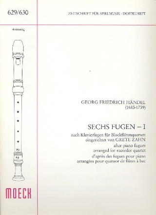 6 Fugen Band 1 fr 4 Blockflten (SATB) nach Klavierfugen eingerichtet