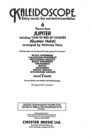Themes from 'Jupiter' (The Planets) for varied ensembles score and parts