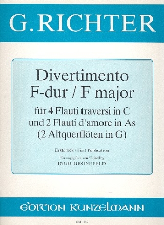 Divertimento F-Dur fr 4 flauti traversi und 2 flauti d'amore in As (2 Altquerflten in G)