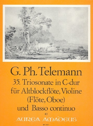 Triosonate C-Dur Nr.35 fr Altblockflte, Violine (Flte, Oboe) und Bc Partitur und Stimmen (Bc ausgesetzt)