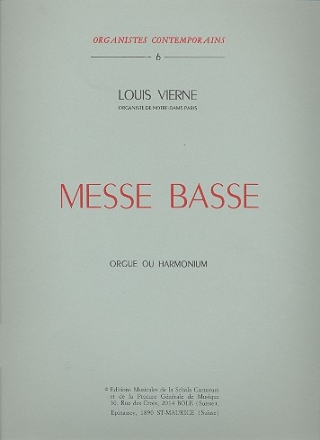 Messe basse op.30 pour orgue ou harmonium