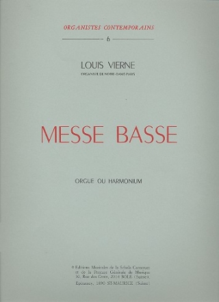 Messe basse op.30 pour orgue ou harmonium