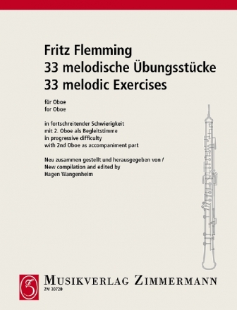 33 melodische Übungsstücke für Oboe (2. Oboe ad lib.)