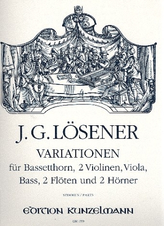 Variationen fr Bassetthorn, 2 Violinen, Viola, Ba, 2 Flten und 2 Hrner Stimmen