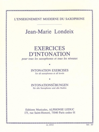 Exercices d'intonation pour tous les saxophones et tous les niveaux