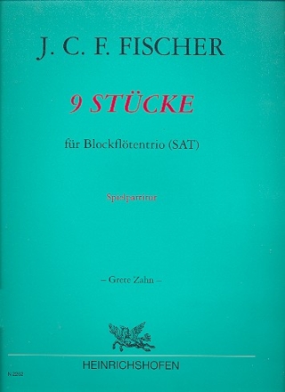 9 Stcke  fr Blockfltentrio (SAT) Spielpartitur