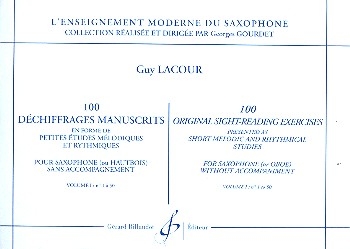 100 dechiffrages manuscrits vol.1 pour saxophone ou hautbois