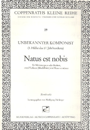 Natus est nobis fr Mezzosopran (Bariton), 2 Violinen und Bc Partitur