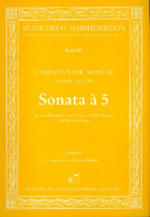 Sonata  5 fr 2 Blockflten, 2 Violinen, Viola und Bc Partitur