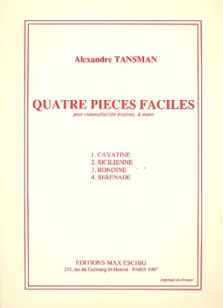 4 pices faciles pour violoncelle (1re position ) et piano