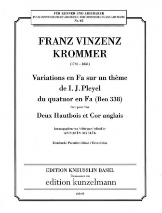 Variations en fa sur un thme de I.J. Pleyel fr 2 Oboen und Englischhorn Stimmen