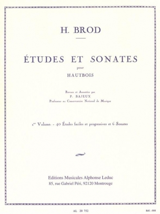 Etudes et sonates vol.1 40 tudes faciles et progressives et 6 sonates pour hautbois