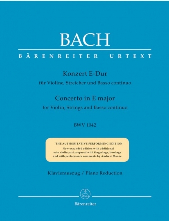 Konzert E-Dur BWV1042  fr Violine, Streicher und Bc  fr Violine und Klavier