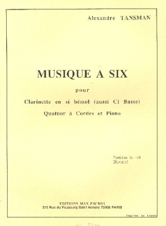 Musique a 6 fr Klarinette in B, Streichquartett und Klavier Stimmen