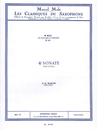 Sonate no.4 pour flte et piano pour saxophone alto et piano