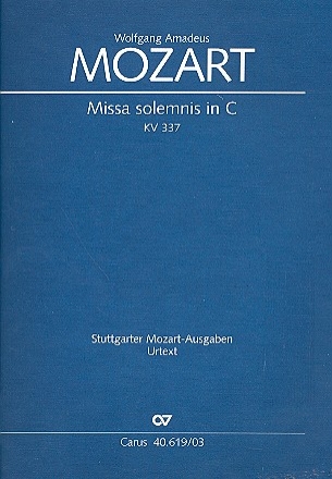 Missa solemnis C-Dur KV337  fr Soli (SATB), Chor und Orchester Klavierauszug