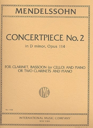 Concert Piece op.114,2 for clarinet, bassoon (cello) and piano d minor (or 2 clarinets and piano)
