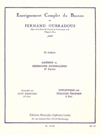 Gammes et exercises journaliers vol.2 pour basson