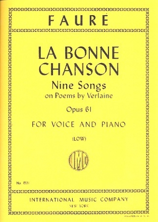 La bonne chanson 9 songs op.61 for low voice and piano