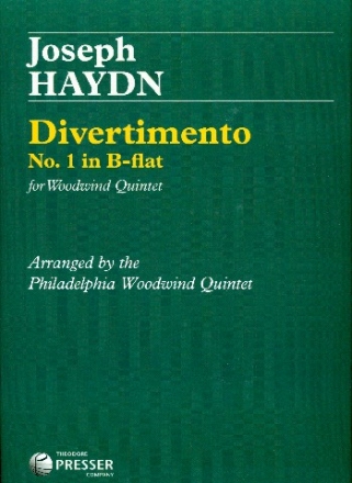 Divertimento b-flat no.1 for woodwind quintet (flute, oboe, bb-clarinet, horn, bassoon) score