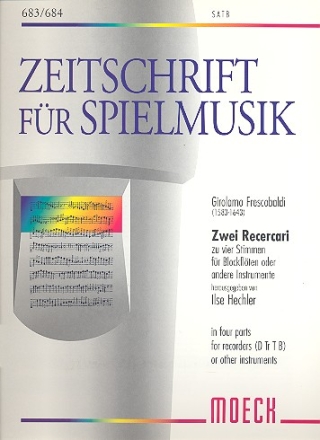 2 Recercari zu 4 Stimmen fr Blockflten (SATB) oder andere Instrumente