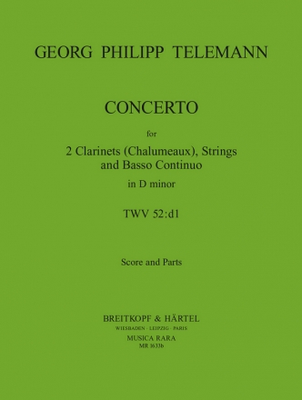 Concerto d minor for 2 clarinets and strings score and parts