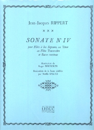 Sonate no.4 pour flute a bec soprano (tenor) ou flute traversiere et bc Partitur und Stimmen